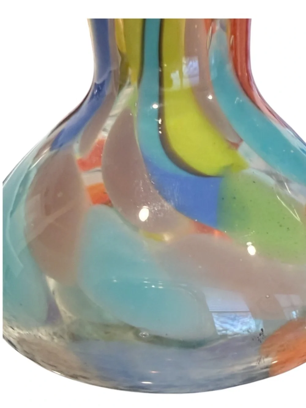 Cá d'Oro Murano-style art handblown glass vase with a multicolor confetti design